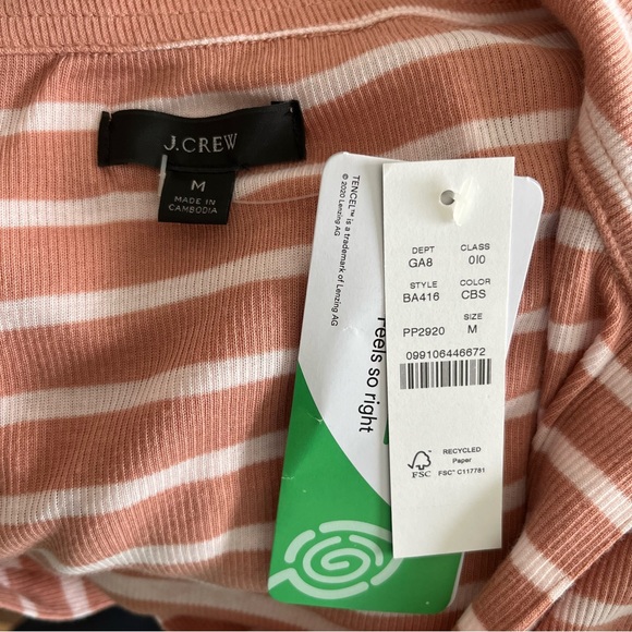 J. Crew Ribbed Polo T-Shirt in Stripe Pink Sz M - Picture 15 of 15